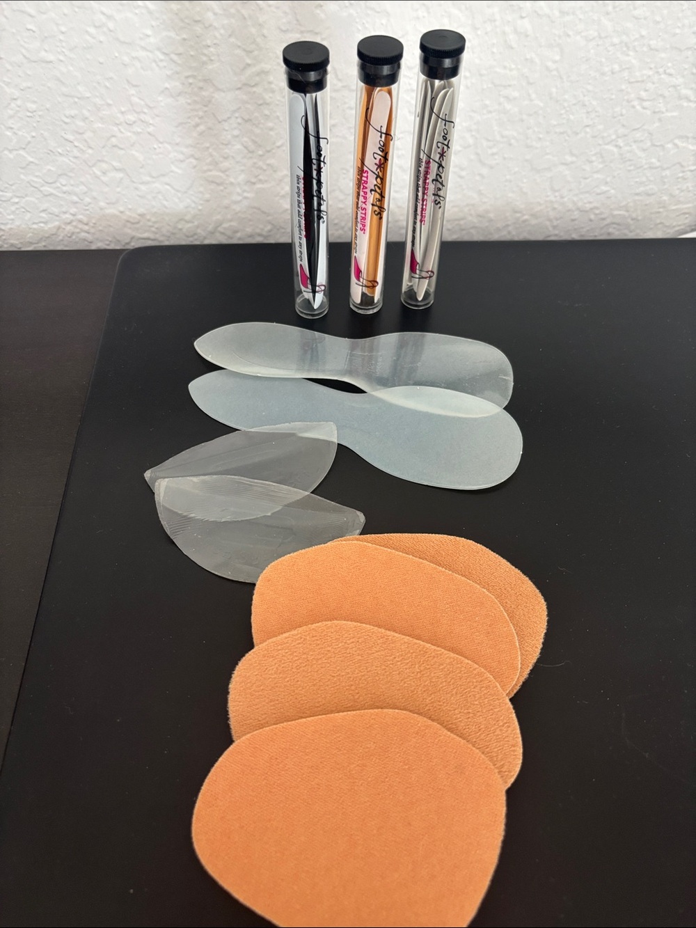 Foot Petals Strappy Strips - Gray, Tan, Black (3-Pack) plus insole foot pads!